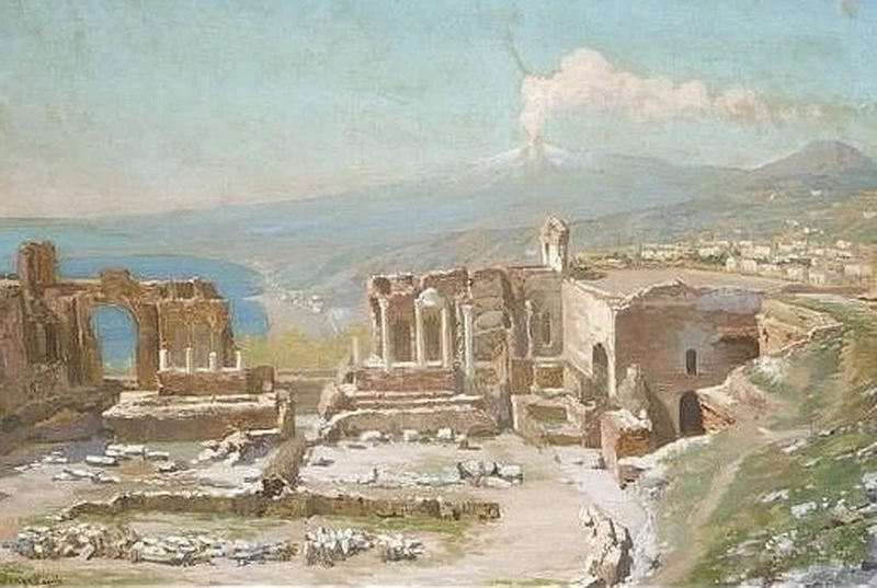 Vista di Napoli con ruderi